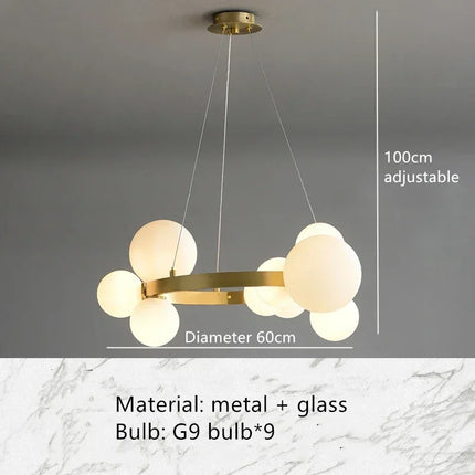 Lustre suspension en verre avec éclairage LED pour décoration moderne — LZ4N7Q2