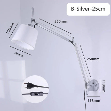 Applique murale industrielle nordique à bras long pivotant pliable — LZ4X9M2