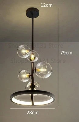 Lustre en verre transparent à bulles avec structure métallique — LZ4X9T2
