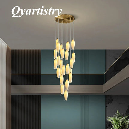 Lustre suspension LED en céramique tulipe rotative Duplex — LZ4X9P2