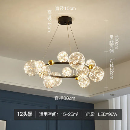 Lustre LED boule en verre à intensité variable effet ciel étoilé nordique — LZ4X9P2