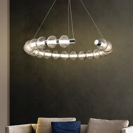 Lustre LED de luxe chromé style collier de perles — LZ4XJ9