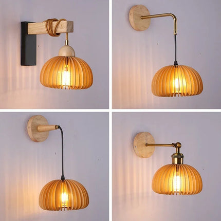 Applique murale LED en bois style japonais pour intérieur — LZ7XQ2
