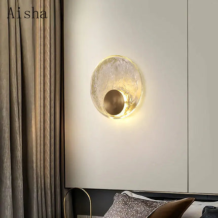 Applique murale élégante en cuivre et cristal pour intérieur et extérieur — LZ4X9P2
