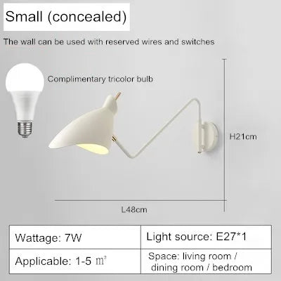 Applique murale LED à bras long réglable au design créatif — LZ4X9T
