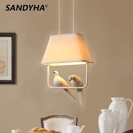 Lustre suspension japonais minimaliste avec motif oiseau — LZ4X9T