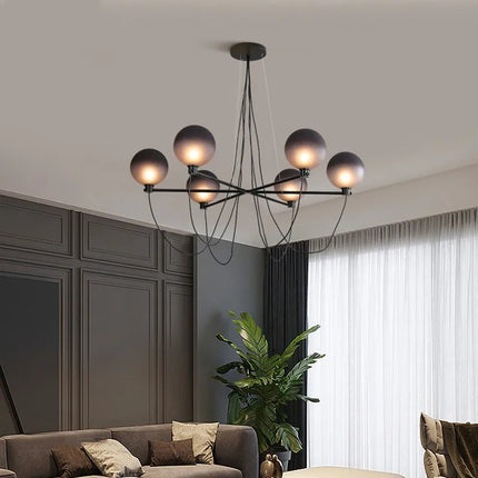 Lustre suspension boule en verre style industriel rétro — LZ4X9M