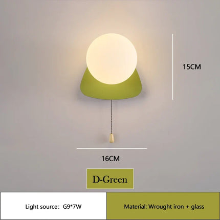 Applique murale LED moderne en verre avec interrupteur pour chambre d'enfant — LZ4X9T2