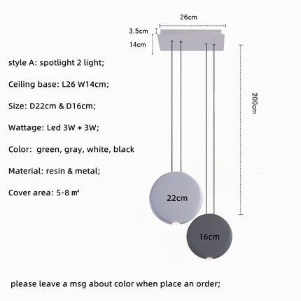 Suspension LED ronde en résine style nordique pour salle à manger — LZ4X9P