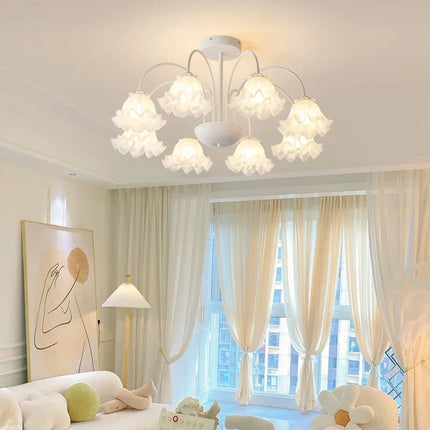Lustre en verre à pétales pour décoration intérieure kawaii — LZ4X9T