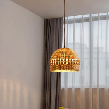 suspension en bambou et rotin style vintage nordique rustique