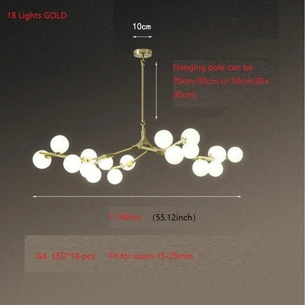 Lustre en verre avec branches et boules lumineuses décoratives — LZ4X9P