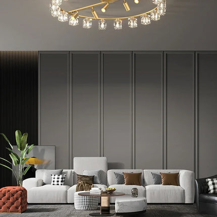 Plafonnier LED cube cristal design moderne cuivre et noir argenté — LZ4X9J2