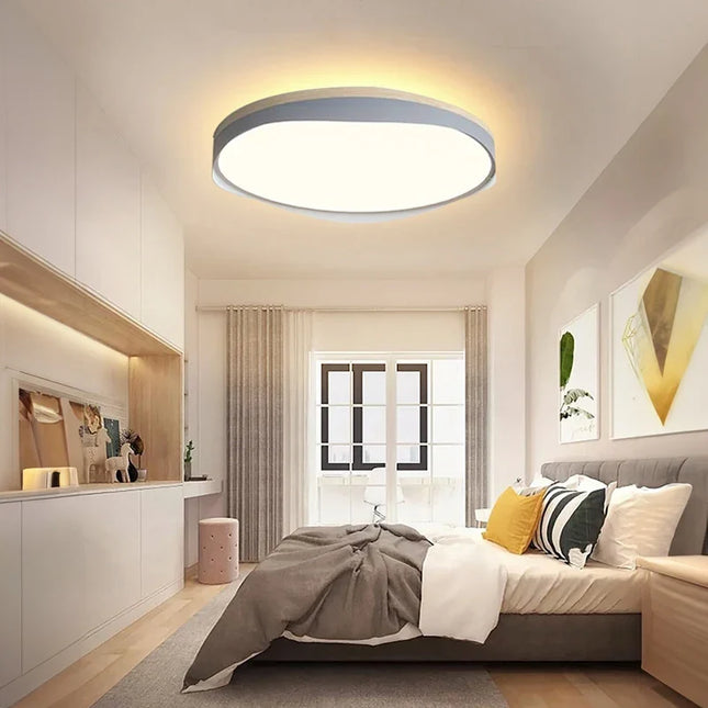 plafonnier moderne à leds circulaire grain de bois éclairage décoratif