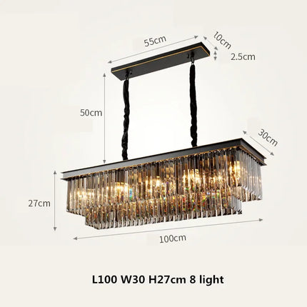 Lustre suspension en métal avec chaîne et cristal décoratif — LZ4X9P