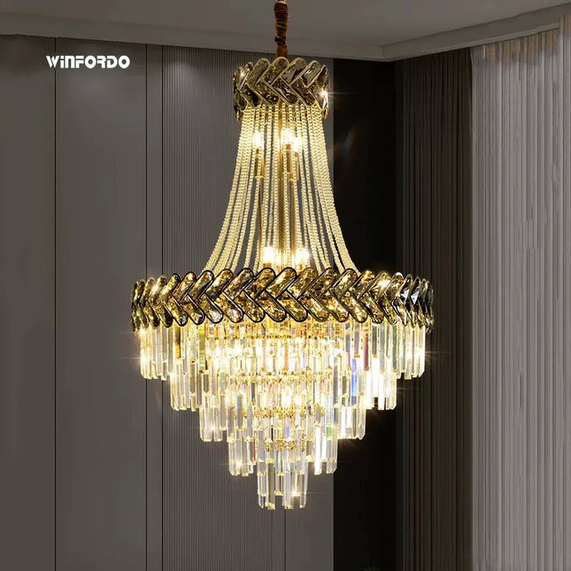 Lustre LED en cristal au design moderne pour villa duplex — LZ4X9P2