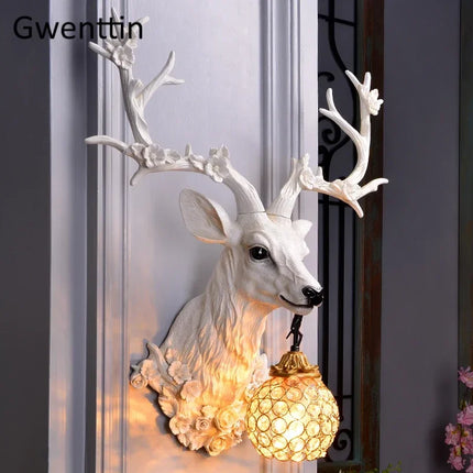 Applique murale décorative Lucky Deer en résine et bois — LZ4X9T2