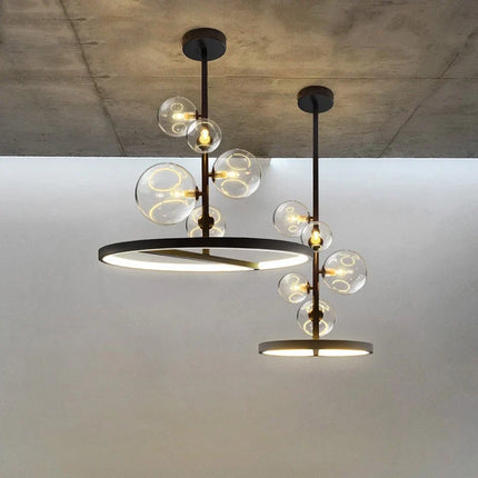 Lustre en verre transparent à bulles avec structure métallique — LZ4X9T2