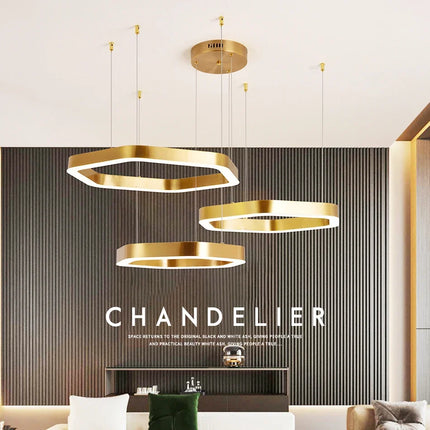 Lustre suspension hexagonal moderne en acier inoxydable — LZ4X9T