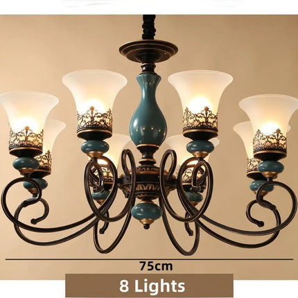 Lustre vintage en céramique avec abat-jour en verre classique — LZ4P9X