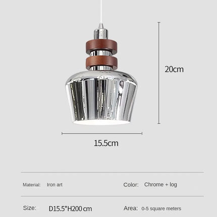 Lustre en bois massif finition argentée pour intérieur rétro et moderne — LZ4QJ7M