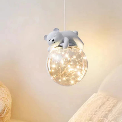Lustre moderne mignon avec ours et lapin pour chambre d’enfants — LZ4Q7M9