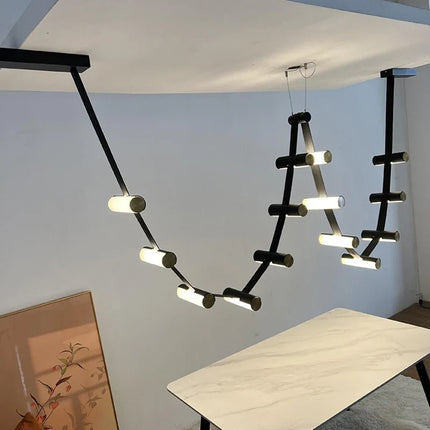 Lustre Art Déco LED avec barre lumineuse en cuir synthétique — LZ4G7XQ