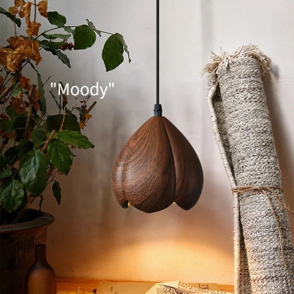 Suspension artisanale en bois de noyer pour décoration moderne — LZ4X7Q