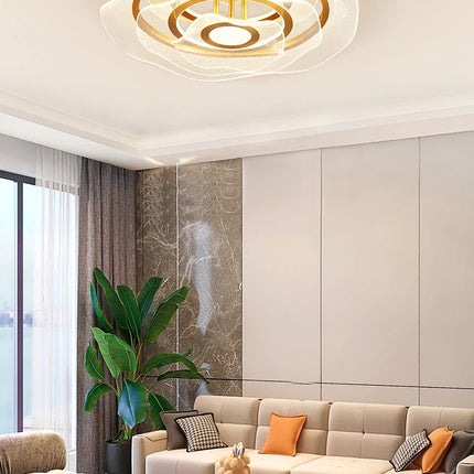lustre doré à led au style luxueux pour intérieur élégant