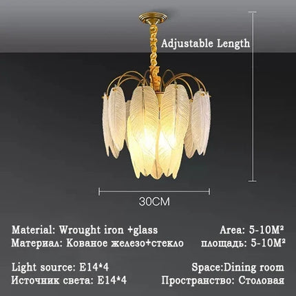 Lustre suspension LED nordique en verre plume décoratif — LZ4P9X
