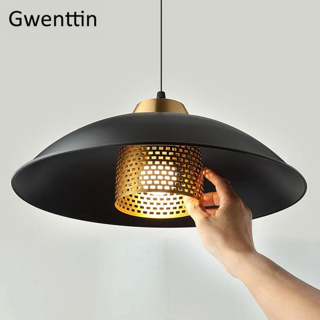 Lustre suspension noir en fer style industriel et nordique — LZ4F7Q2