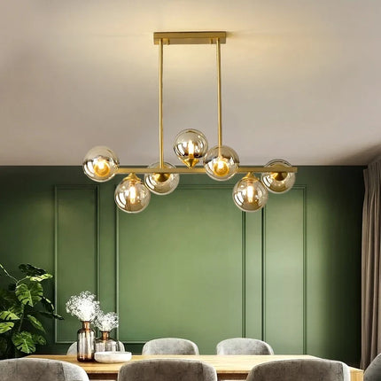 Lustre suspension en cuivre avec globe en verre pour intérieur — LZ4X9P2