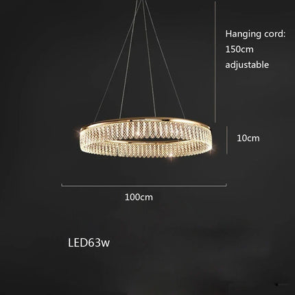 Lustre LED en cristal à anneaux multiples et formes losange et rond — LZ4X9P2