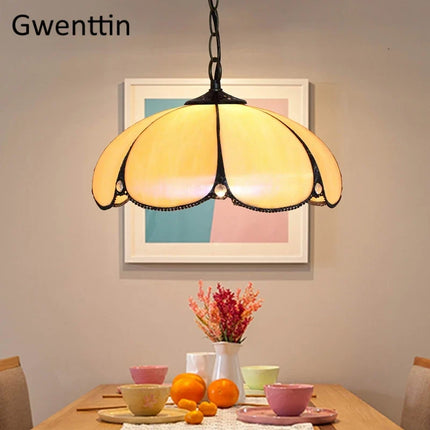 Lustre suspension en verre teinté style Tiffany pour intérieur — LZ4X9M