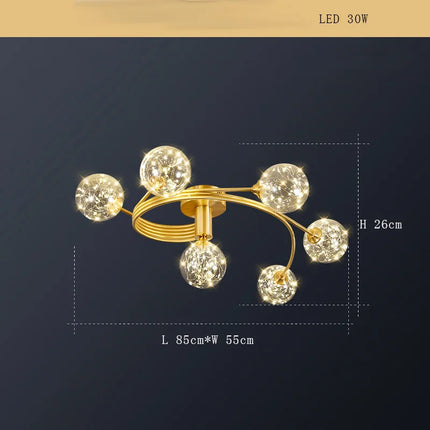 Lustre minimaliste en cuivre avec abat-jour étoile LED — LZ4X9T2