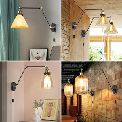 Applique murale LED nordique en verre avec longue perche et interrupteur — LZ4X9QJ