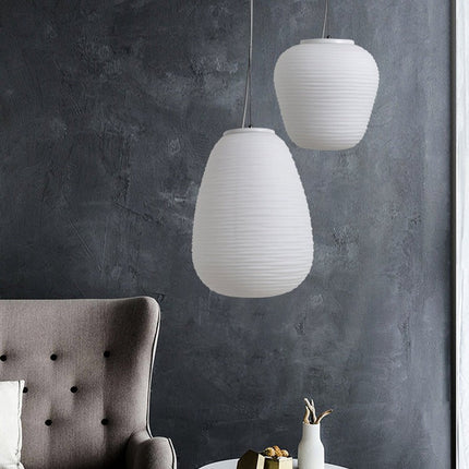 Suspension LED en verre blanc laiteux Caligari design — LZ4X9M