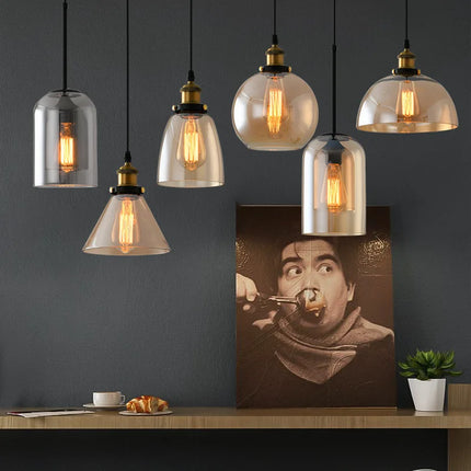 Suspension vintage en verre fumé pour loft et restaurant — LZ4X9P