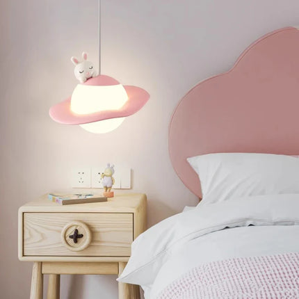 Lustre enfant en forme de lapin, ours et lune pour chambre — LZ4X9T