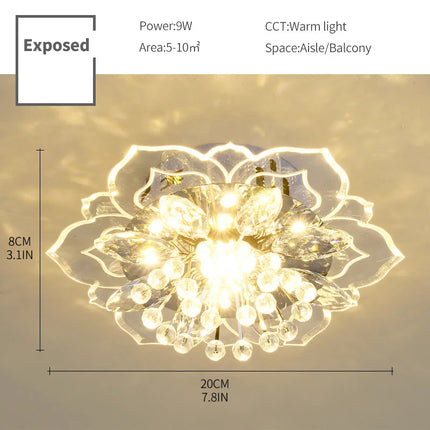 Plafonnier LED en cristal de luxe pour balcon décoratif — LZ4X9P2