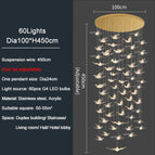 60 lumières / Lustre doré / Lumière chaude NON variable