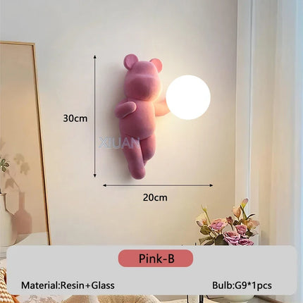 Applique murale enfant en résine et verre motif ours — LZ4J9XQ