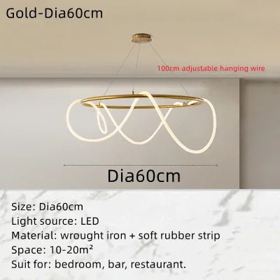 Lustre suspendu rond LED style nordique pour salon et hôtel — LZ4XJ9