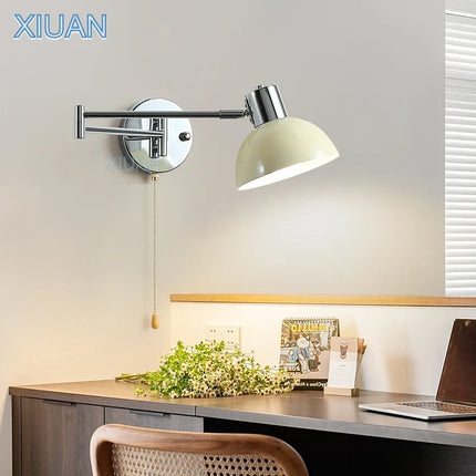 Applique murale LED à bras pivotant avec abat-jour en tissu plissé et métal — LZ4X9JQ