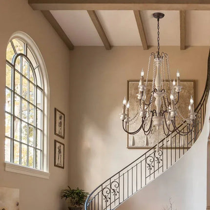 Lustre rétro en bois pour décoration intérieure élégante — LZ4X9T2