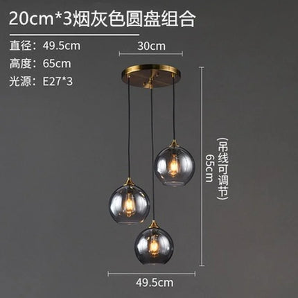 Lustre suspension nordique en verre fumé simple et luxueux — LZ4X9T2
