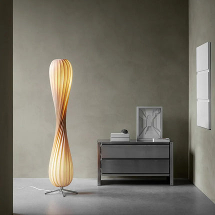 Lampadaire LED bois moderne spirale avec gradation pour salon — LZ4X9P2