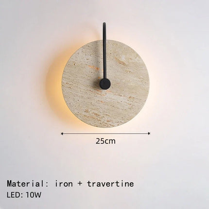 Applique murale LED ronde en pierre et métal noir pour escaliers d'hôtel boutique — LZ4N7Q2