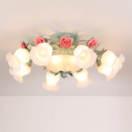 Plafonnier en verre rose pour éclairage décoratif et romantique — LZ4X9M