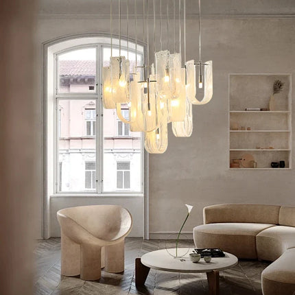 Lustre moderne en verre à effet brume pour salon — LZ4X9P2